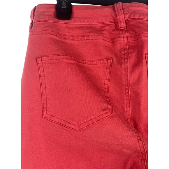 Chaps Womens Red Cropped Jeans 10 Denim High Rise Holidays Tomato Girl Vibrant - Picture 4 of 8